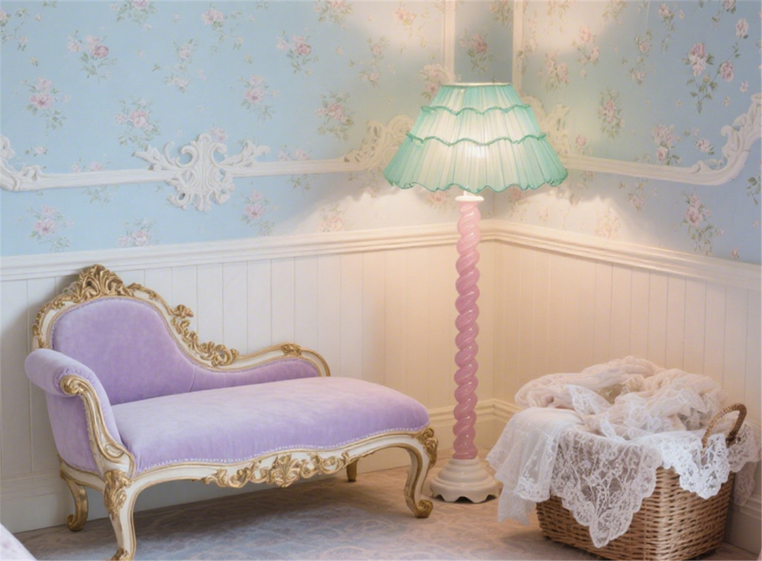 Lampe de boudoir en verre pastel 1