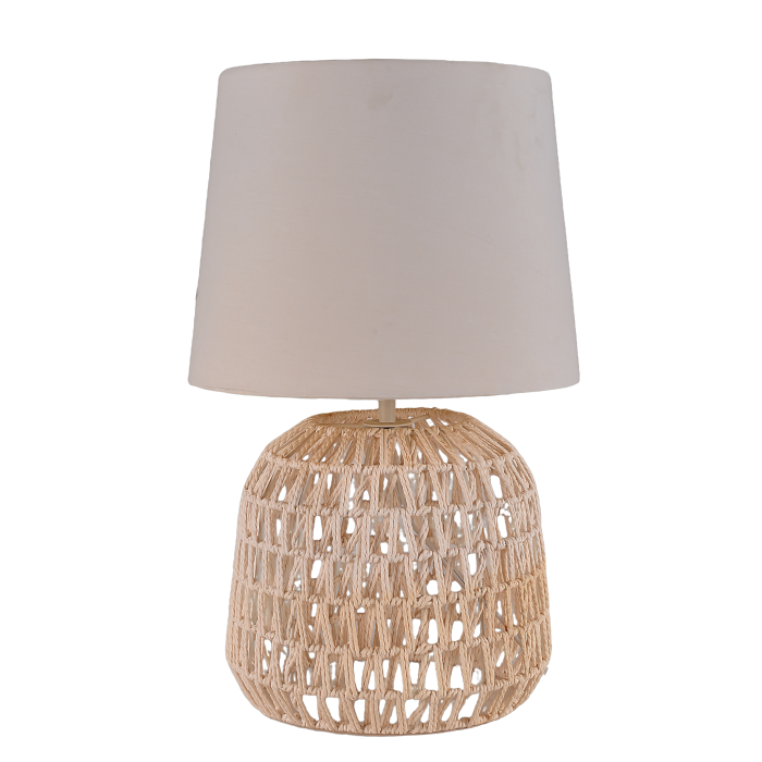 Working Desk Lamp, Customizable Natural Woven Fabric Shad...