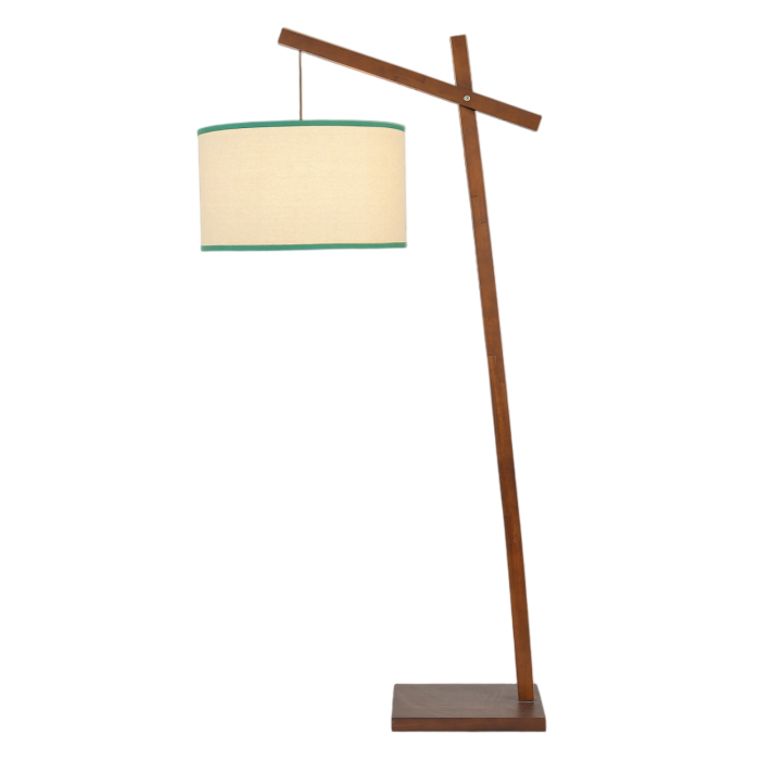 フロアランプ カスタム 読書用 ライトブラウン 木製ベース クリーム ファブリ...