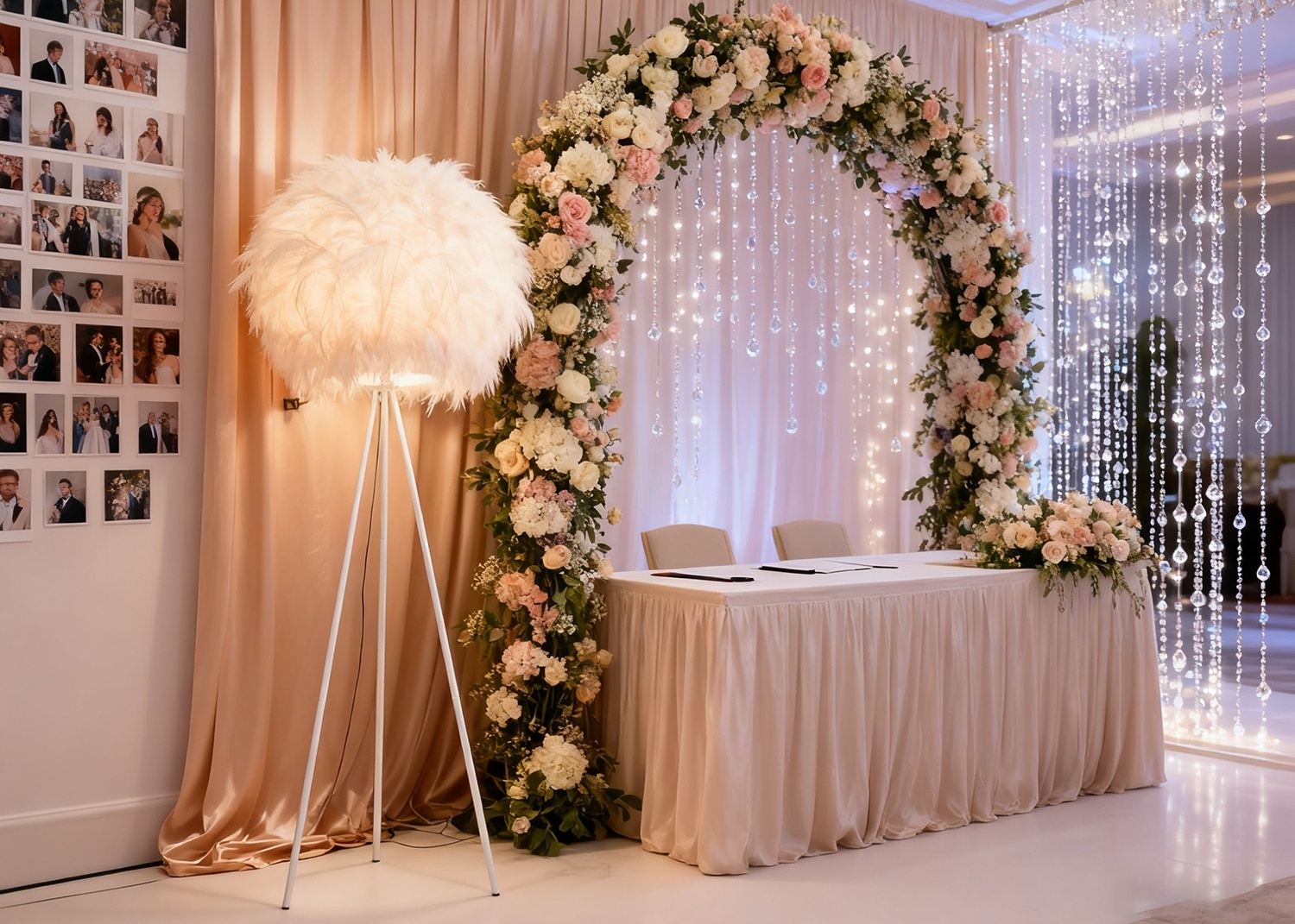 White Feather Floor Lamp at Wedding Venue