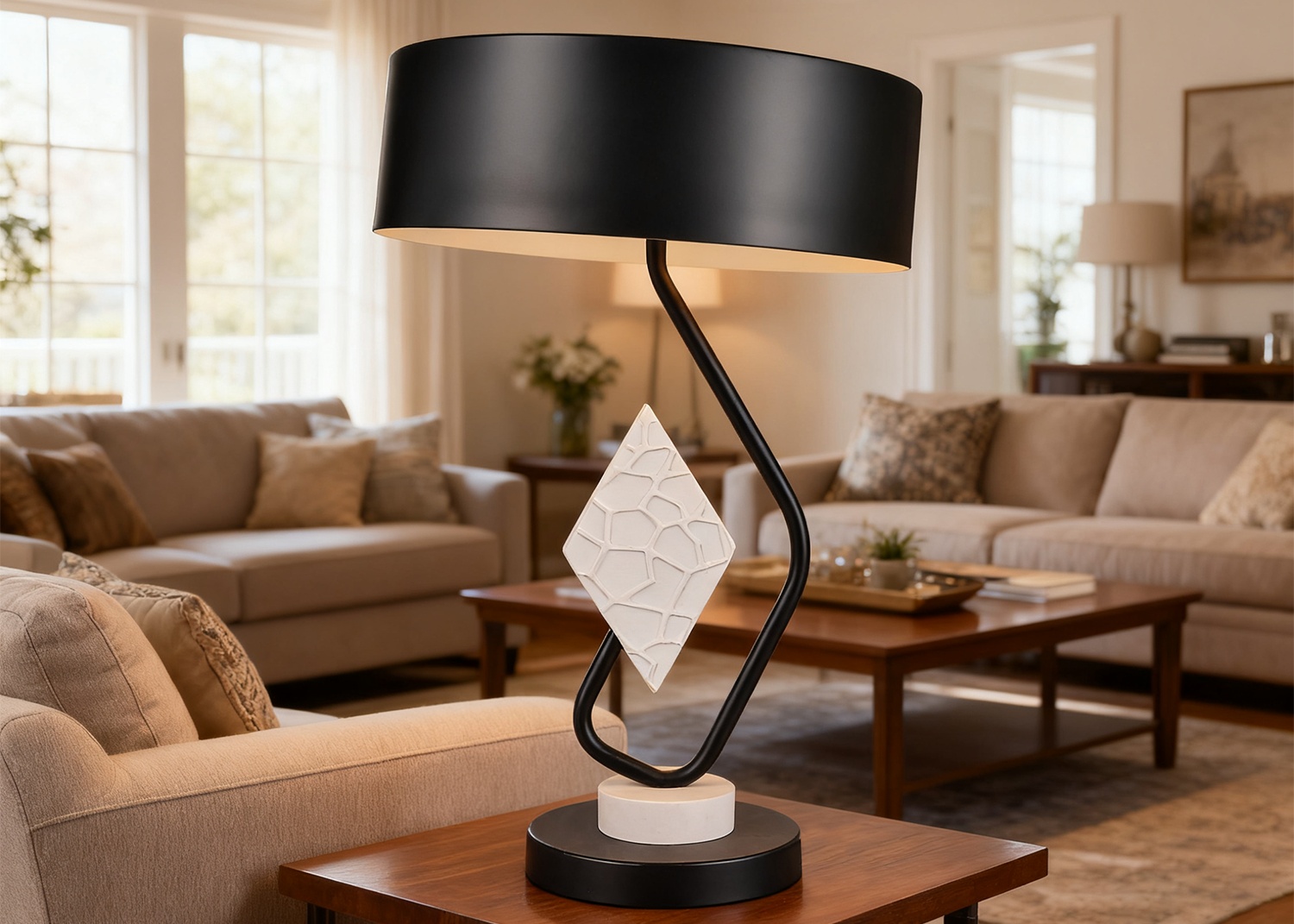 Modern Black Table Lamp in Living Room