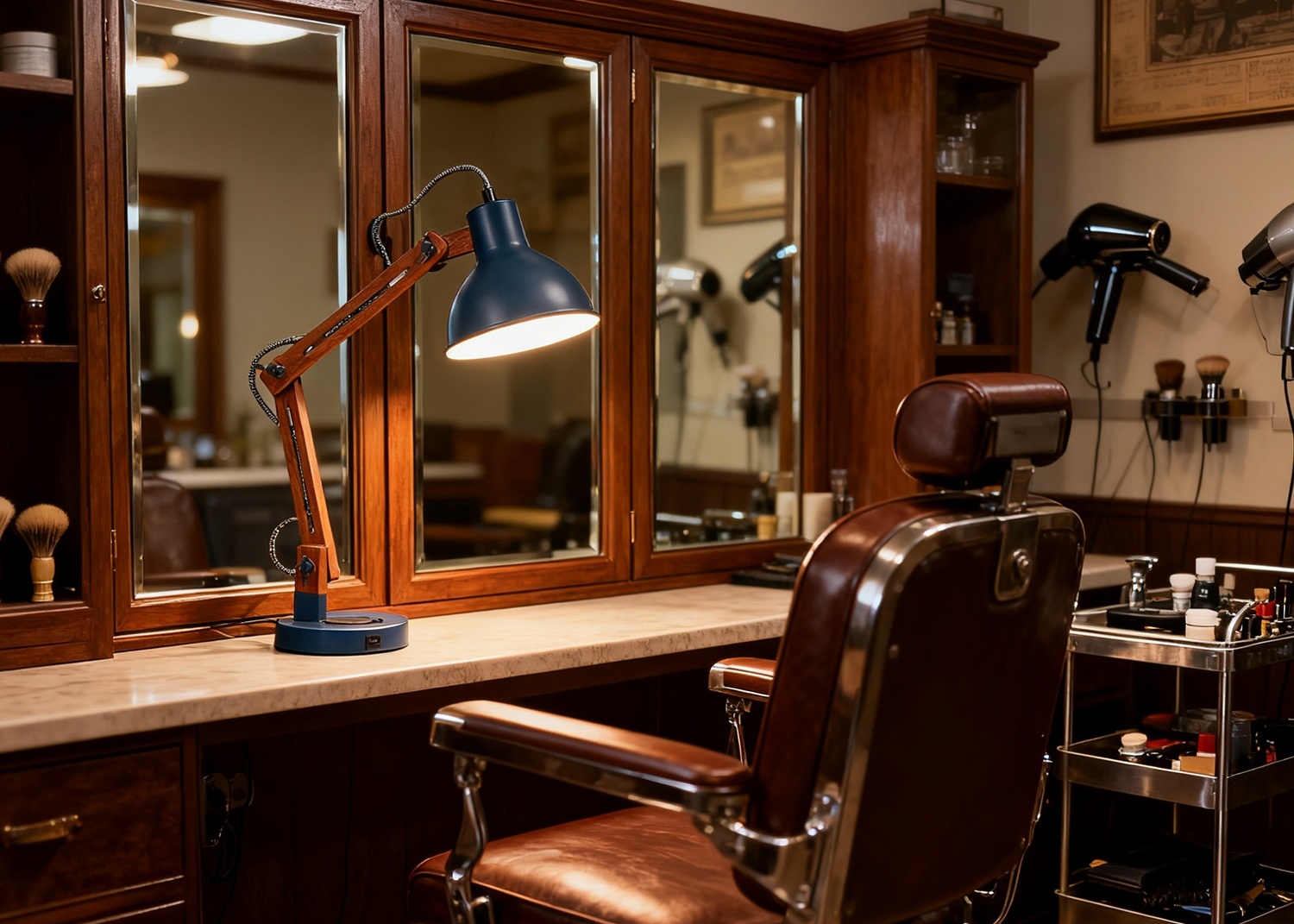 Blue Desk Lamp in Vintage Barbershop