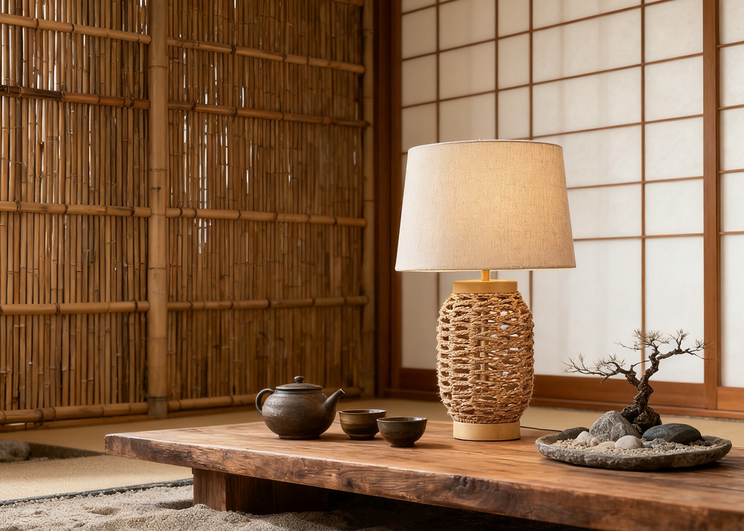 Rattan Table Lamp in Japanese-style Room