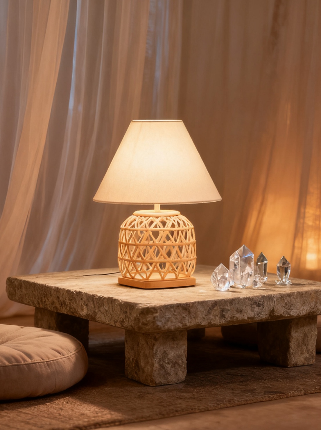 Rattan Table Lamp in Boho Space