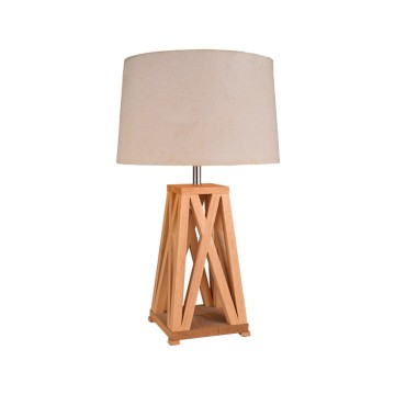 Рустикална дървена настолна лампа с X-образна рамка