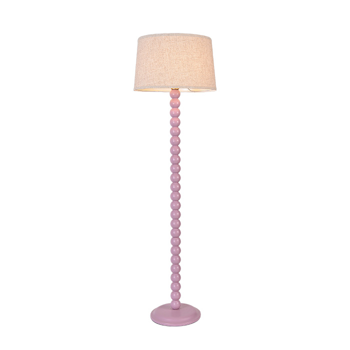 ピンクのビーズ柱付きリビングルームフロアランプ