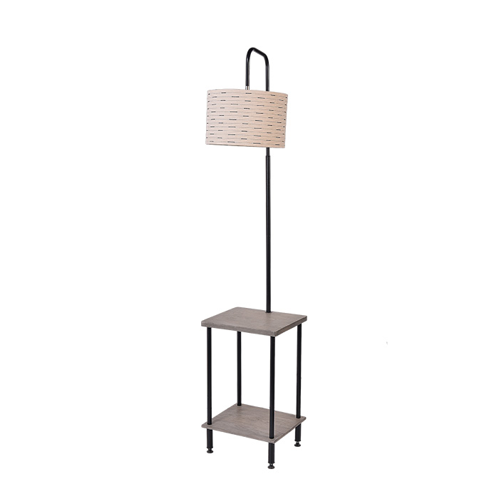 Modern Living Room Shelf Floor Lamp with Fabric Shade