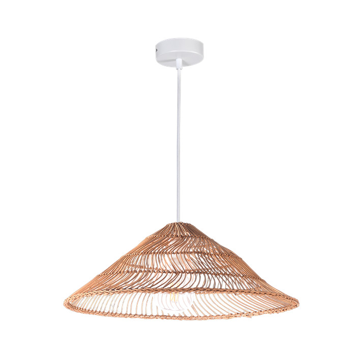 Woven Cone Wicker Pendant