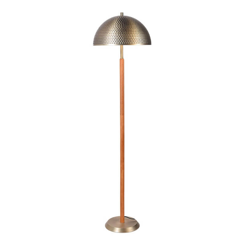 metal and wood floor lamp