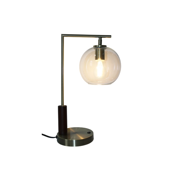 Table lamp with metal base ,equipped with transparent gla...