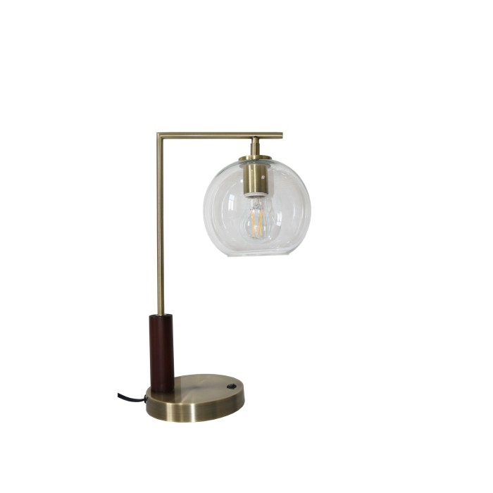 Table lamp with metal base ,equipped with transparent gla...