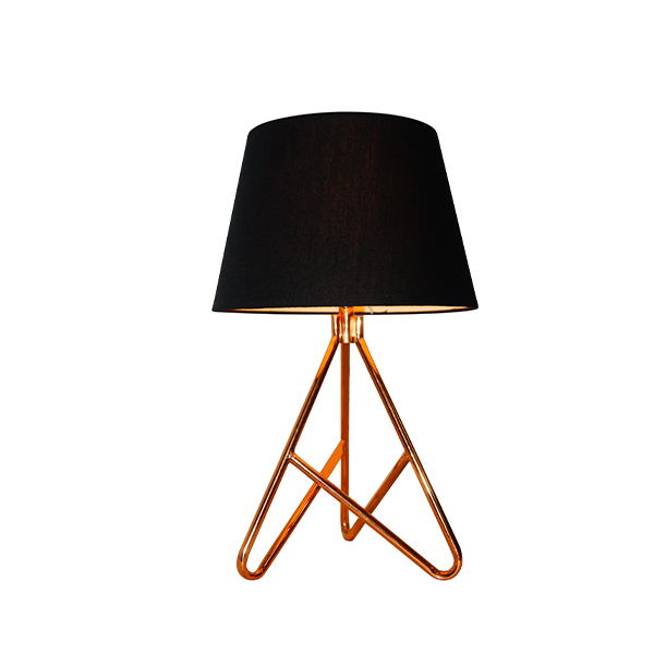 Black fabric lampshade with gold tripod desk lamp table r...