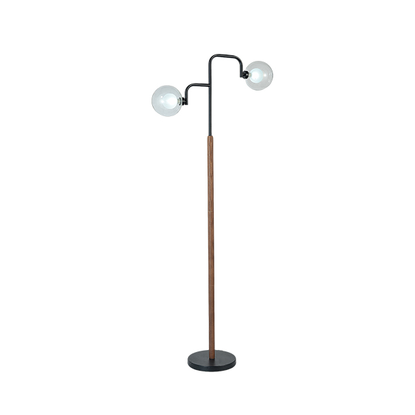 Floor lamp, transparent glass lampshade, metal lamp frame...