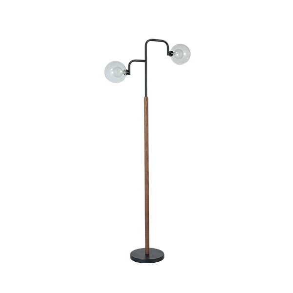 Floor lamp, transparent glass lampshade, metal lamp frame...