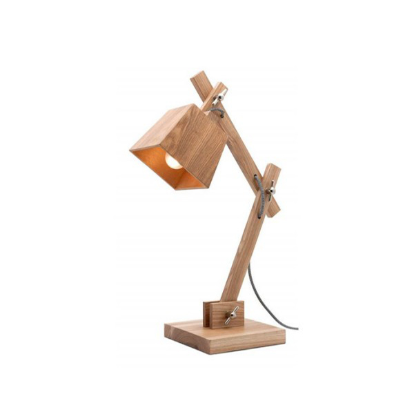 A table lamp with pure solid wood lampshade and lamp holder