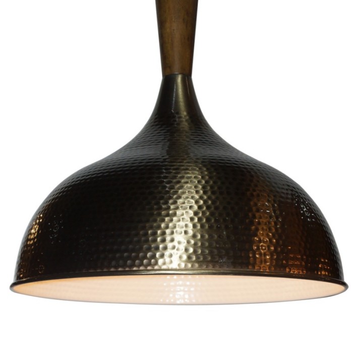 Metal and wood pendant lamp