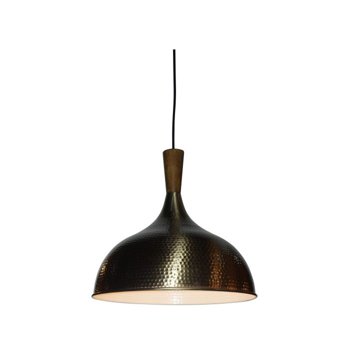 Metal and wood pendant lamp