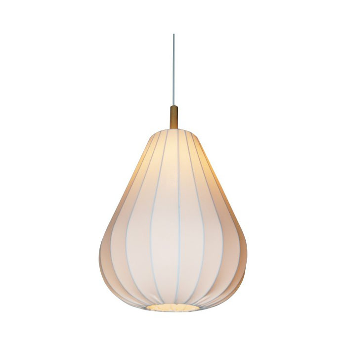 White Linen Drum - shaped Shade Metal Pendant Light