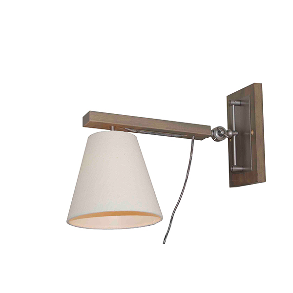 Wooden lamp holder with fabric lampshade wall lamp