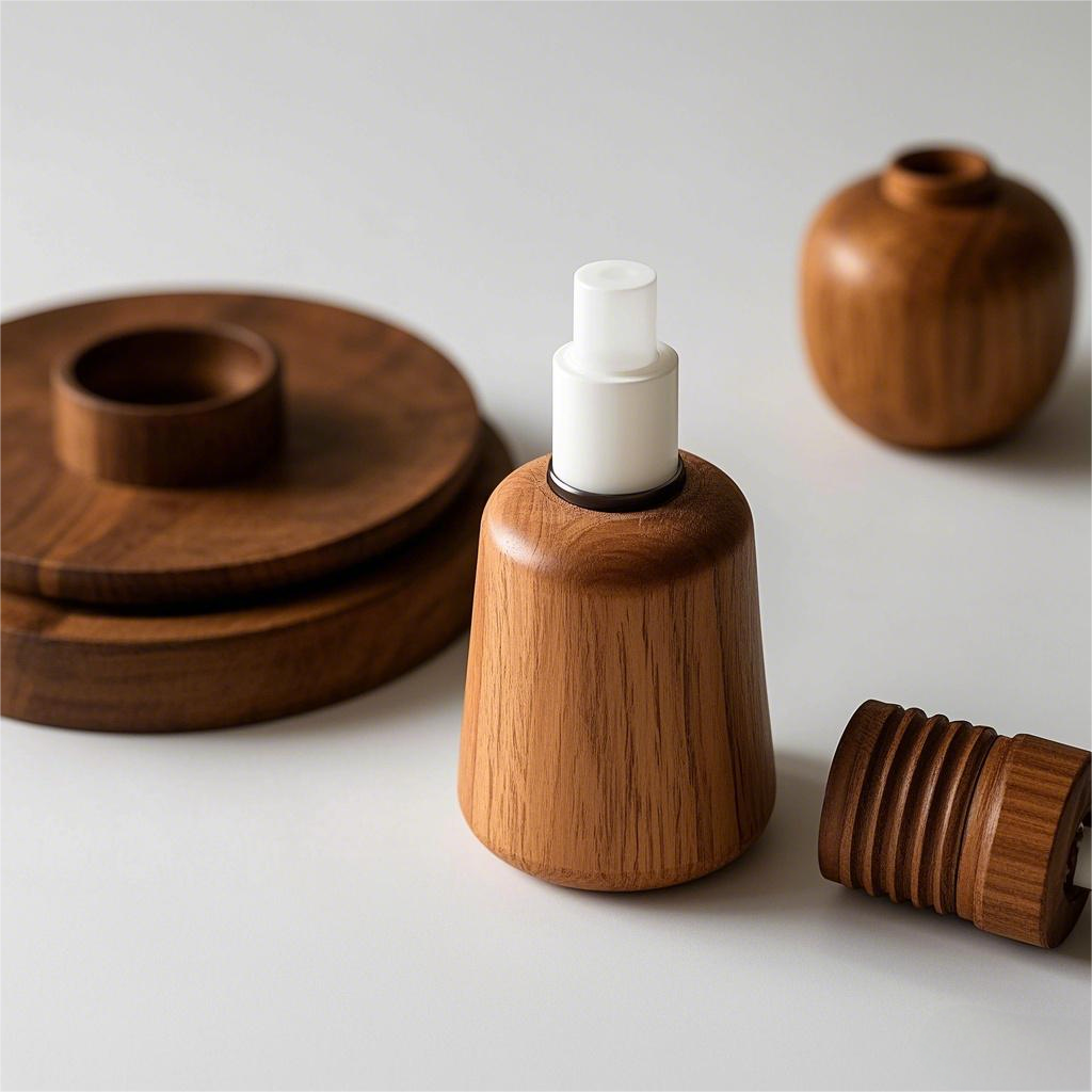 A lamp base made of solid wood