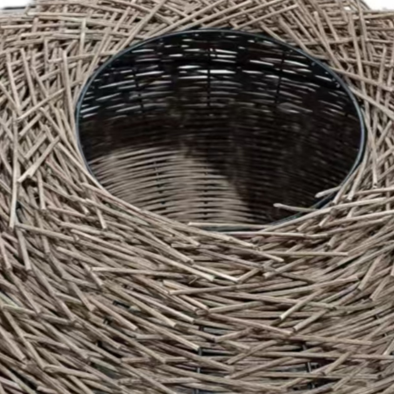 Brown bird's nest shaped woven rattan lampshade