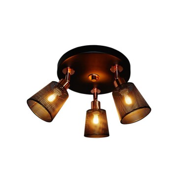 Таванна лампа от чисто черен метал с три крушки