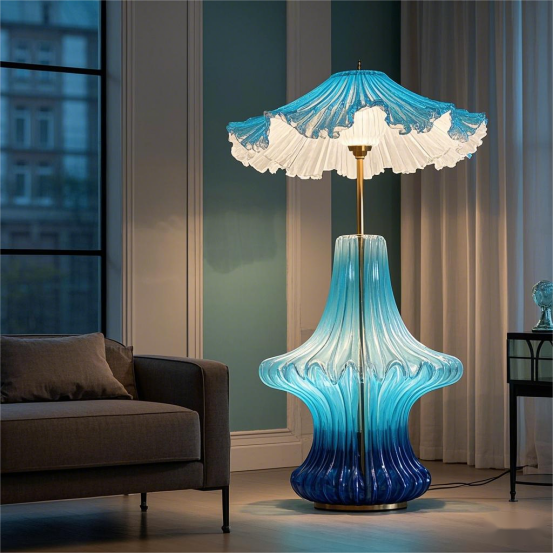 Floor lamps Glass and metal materials, Wave shaped