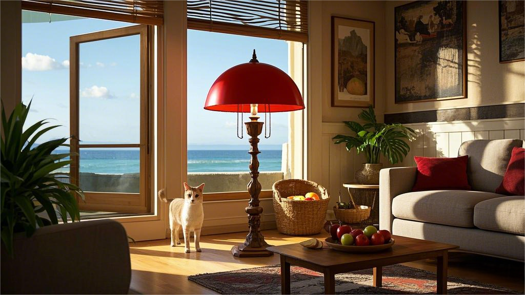 Red metal lampshade with wooden lamp post desk lamp (2).png