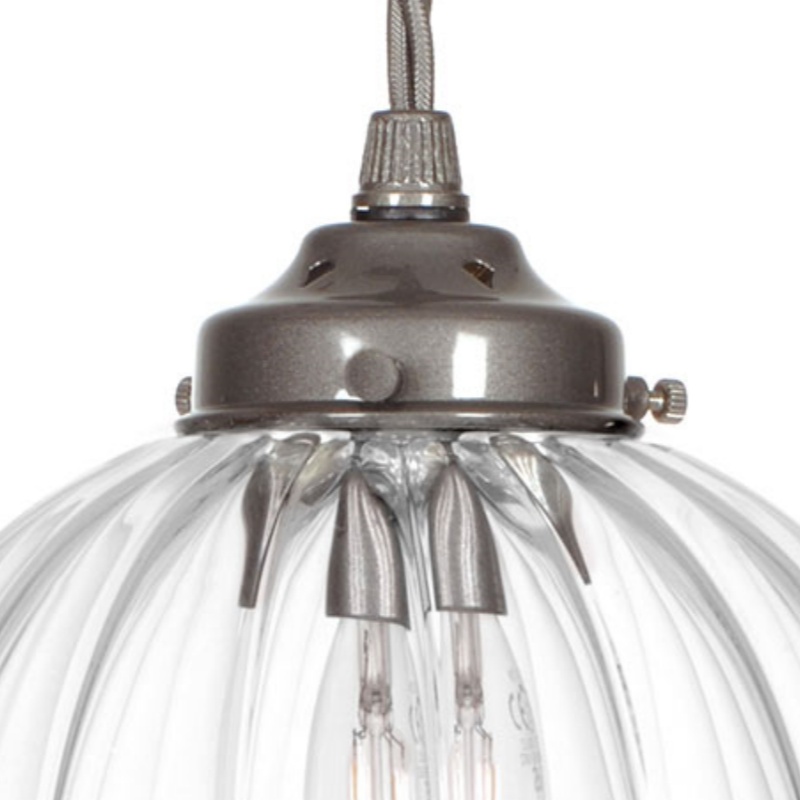 Transparent stripe patterned glass lampshade