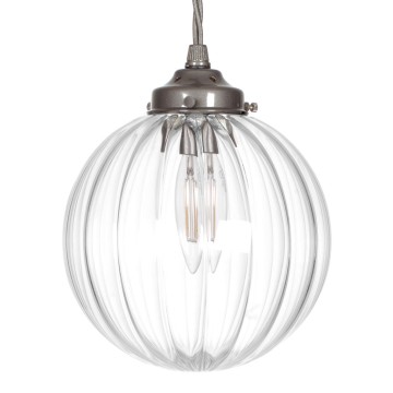 Прозрачен стъклен абажур с шарка на райета