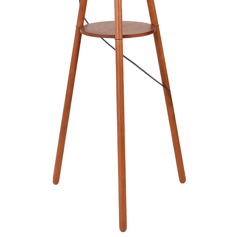 Wood Tripod Lamp with Shelves
