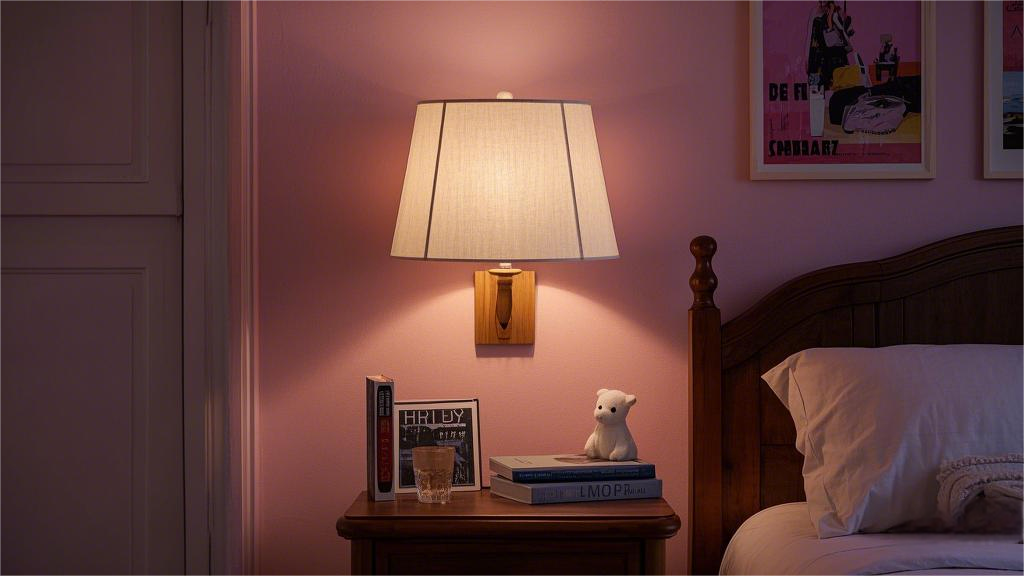 Wooden lamp holder with fabric lampshade wall lamp (2).png