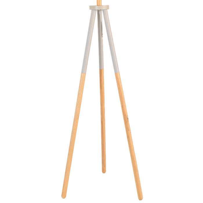 Floor Lamp Paired With Wood - Silver Tripod & Fabric Lamp...