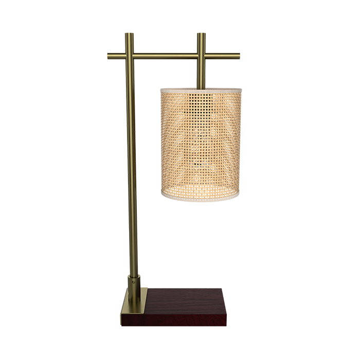 Rattan base lampshade table lamp with metal lamp holder