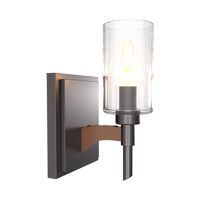 Wall lamp, glass lampshade, wooden lamp stand