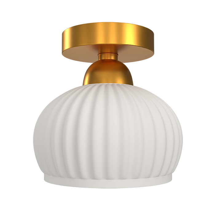 White ceramic lampshade gold - colored metal ceiling light