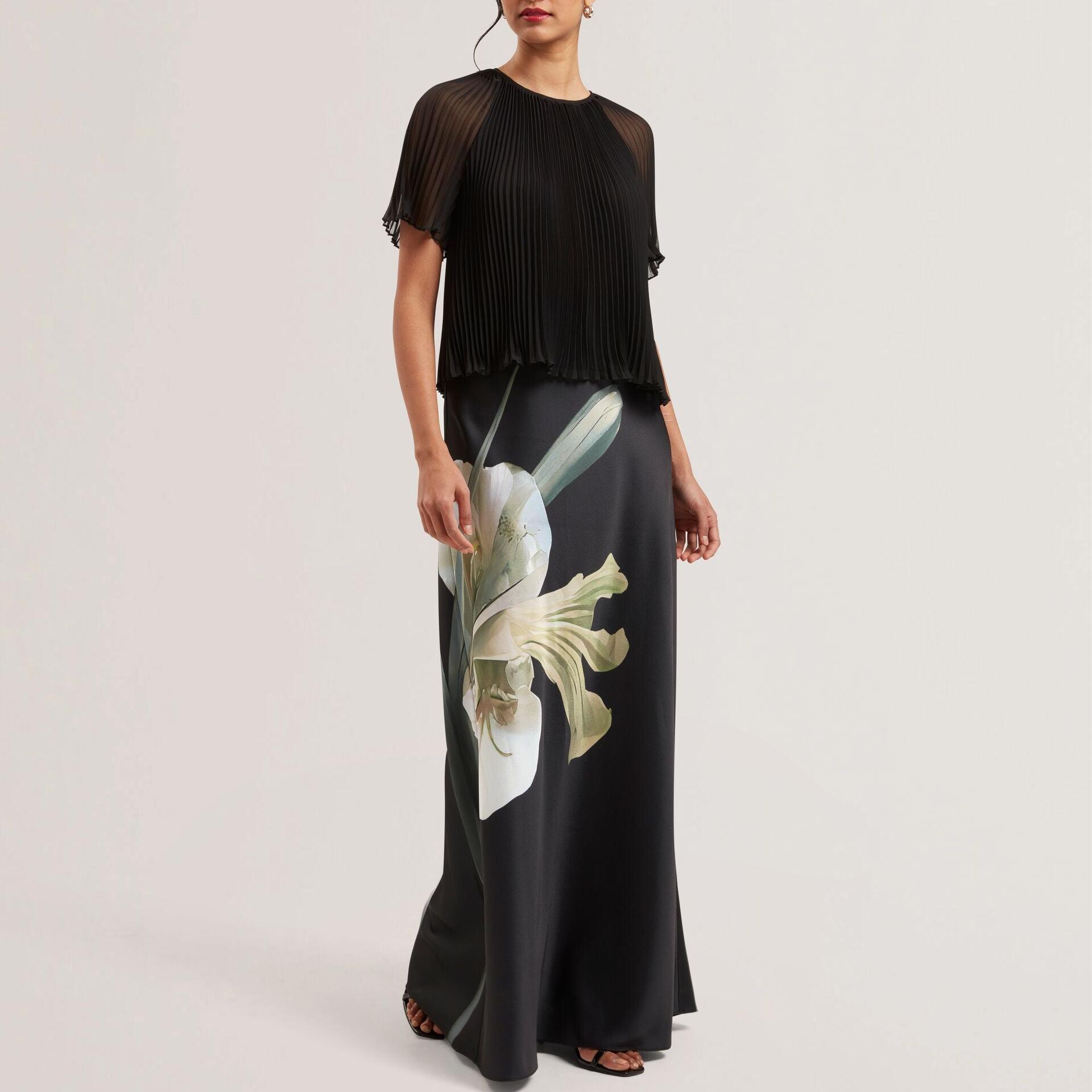 Floral Print Drawstring Waist Maxi Skirt main image 1