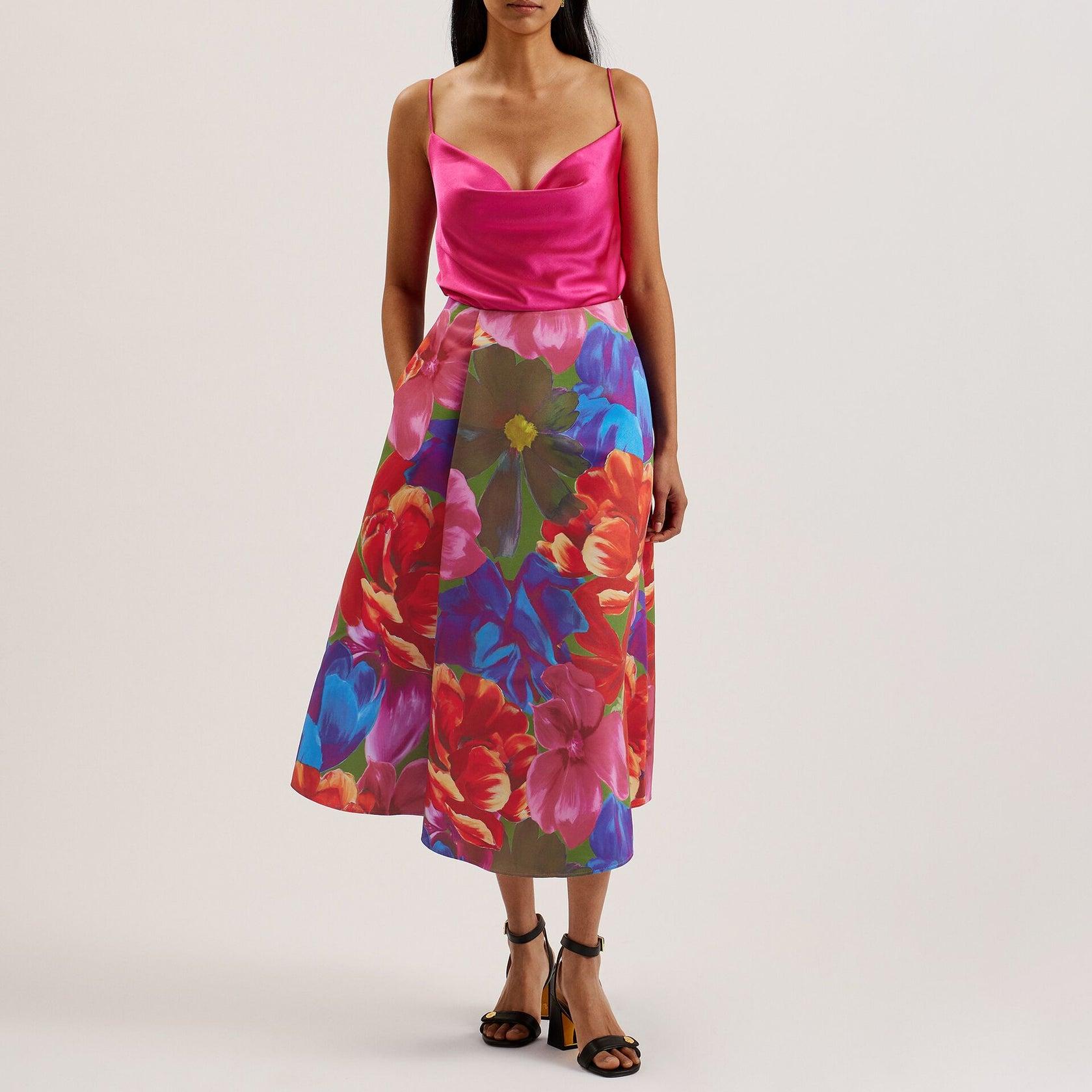 RING DETAIL WRAP MIDI SKIRT