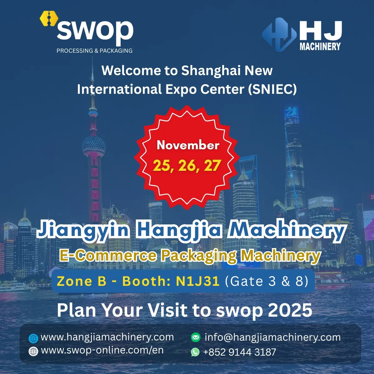 See the Future of Packaging: Visit Jiangyin Hangjia Machinery at SWOP 2025 (N1J31)