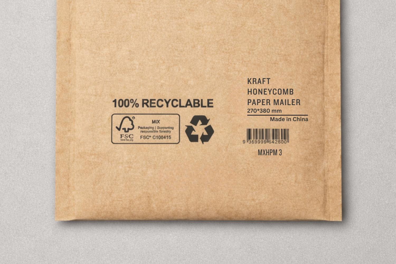 Recyclable kraft honeycomb paper mailer PM3.jpg