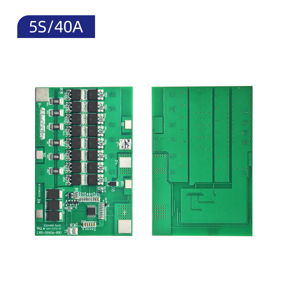 XJ-D158 5S 40A BMS 21V 共口 BMS，适用于磷酸铁锂电池保护板