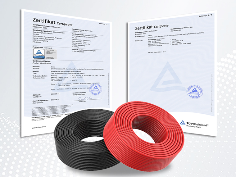 VAZPO's Aluminum Alloy Photovoltaic Cables Achieve TUV Certification