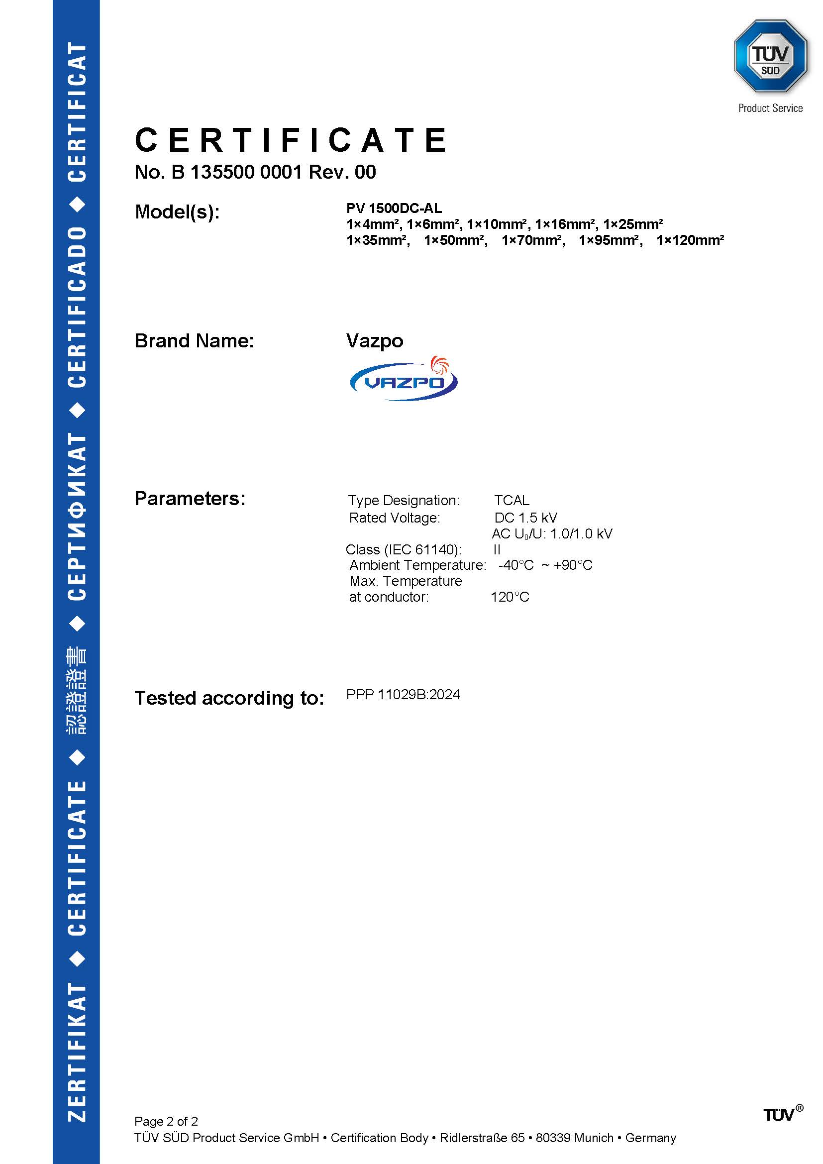 CERTIFICATION TUV PV 1500DC-AL_ (2)