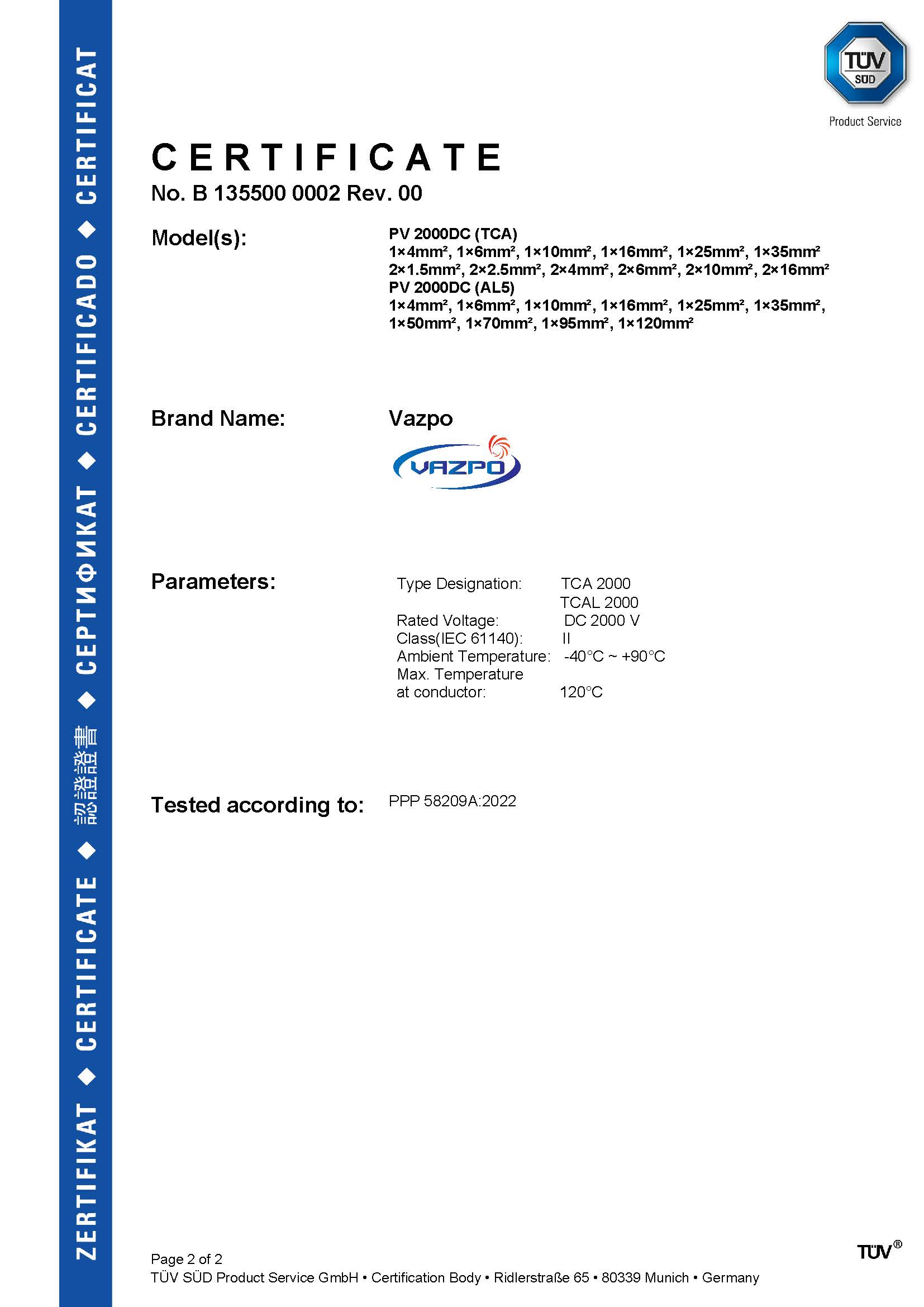 CERTIFICATION TUV PV 2000DC (TCA) (2)
