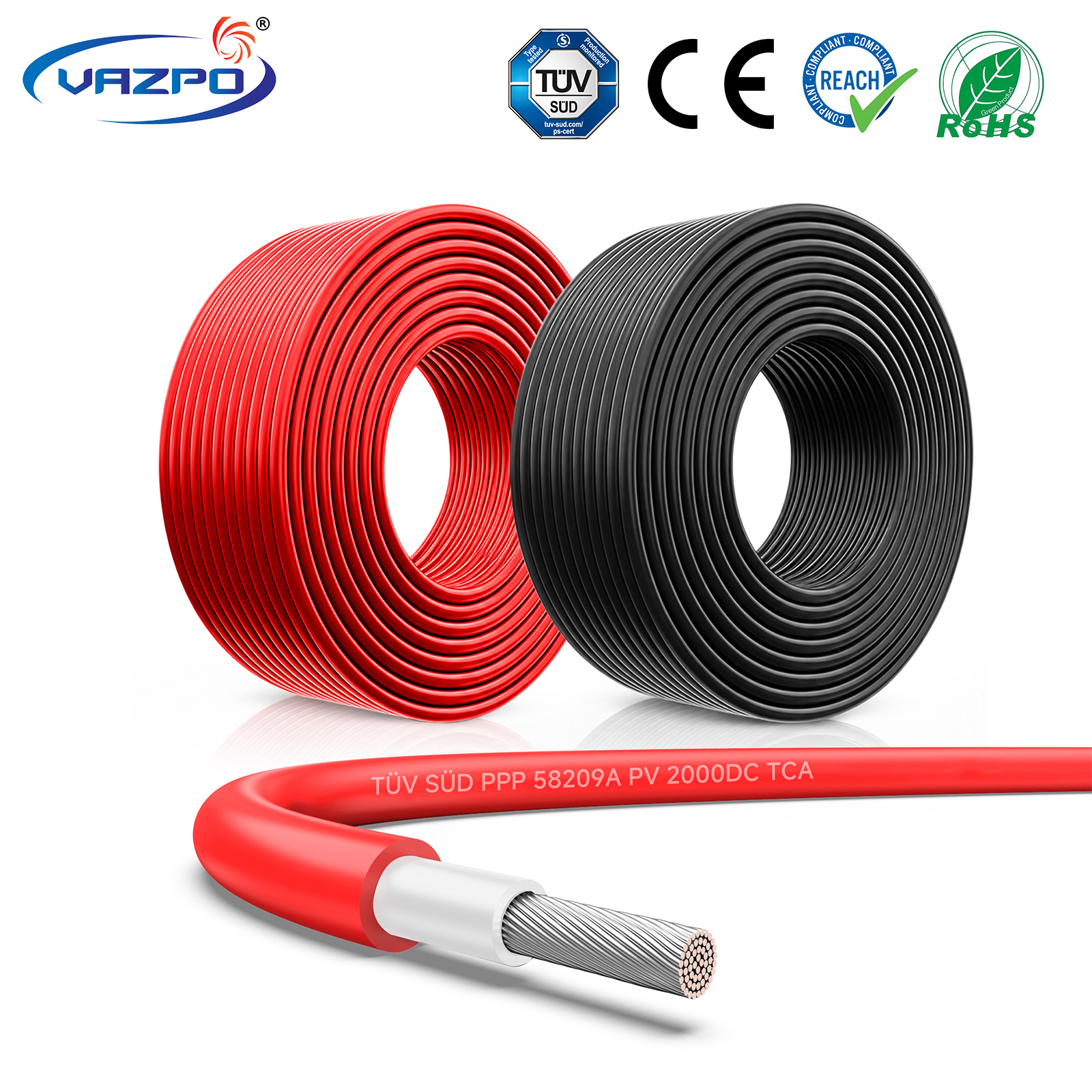 PV 2000DC TCA Solar PV Cable 4mm 6mm 10mm