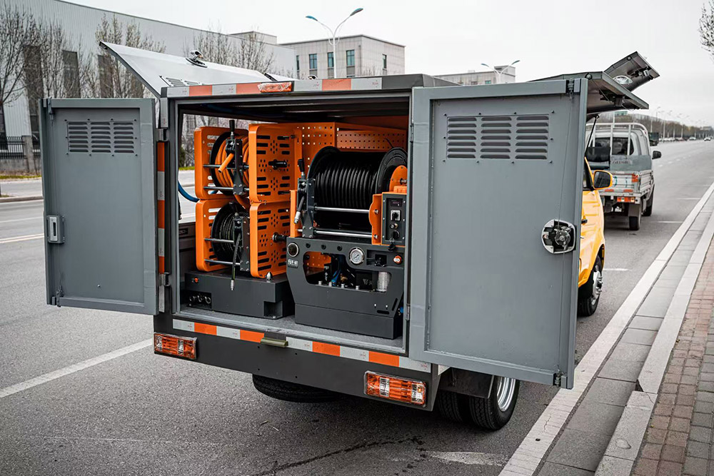 Sewer cleaning truck equipment compartment.jpg