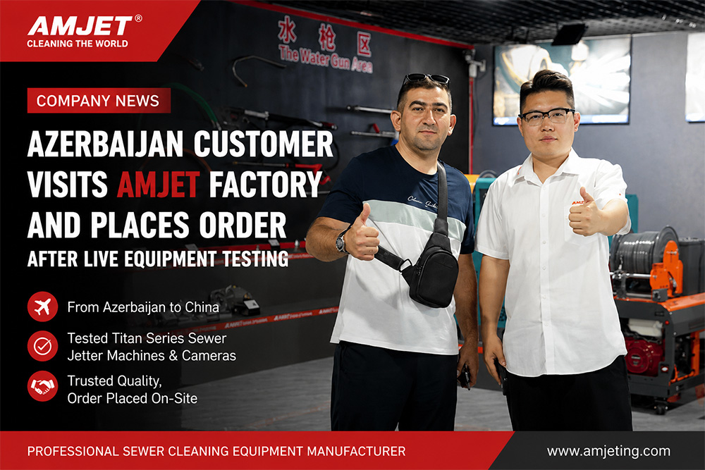 Azerbaijan Drain Cleaning Company CEO Visits Amjet Factory and Orders Sewer Jetter Equipment