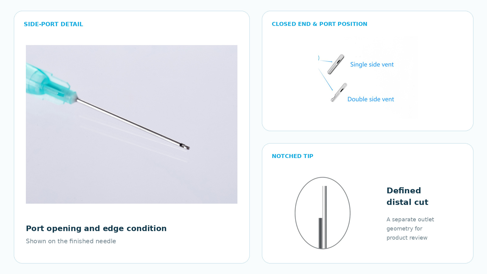 Mekon endo irrigation needle distal-end manufacturing details