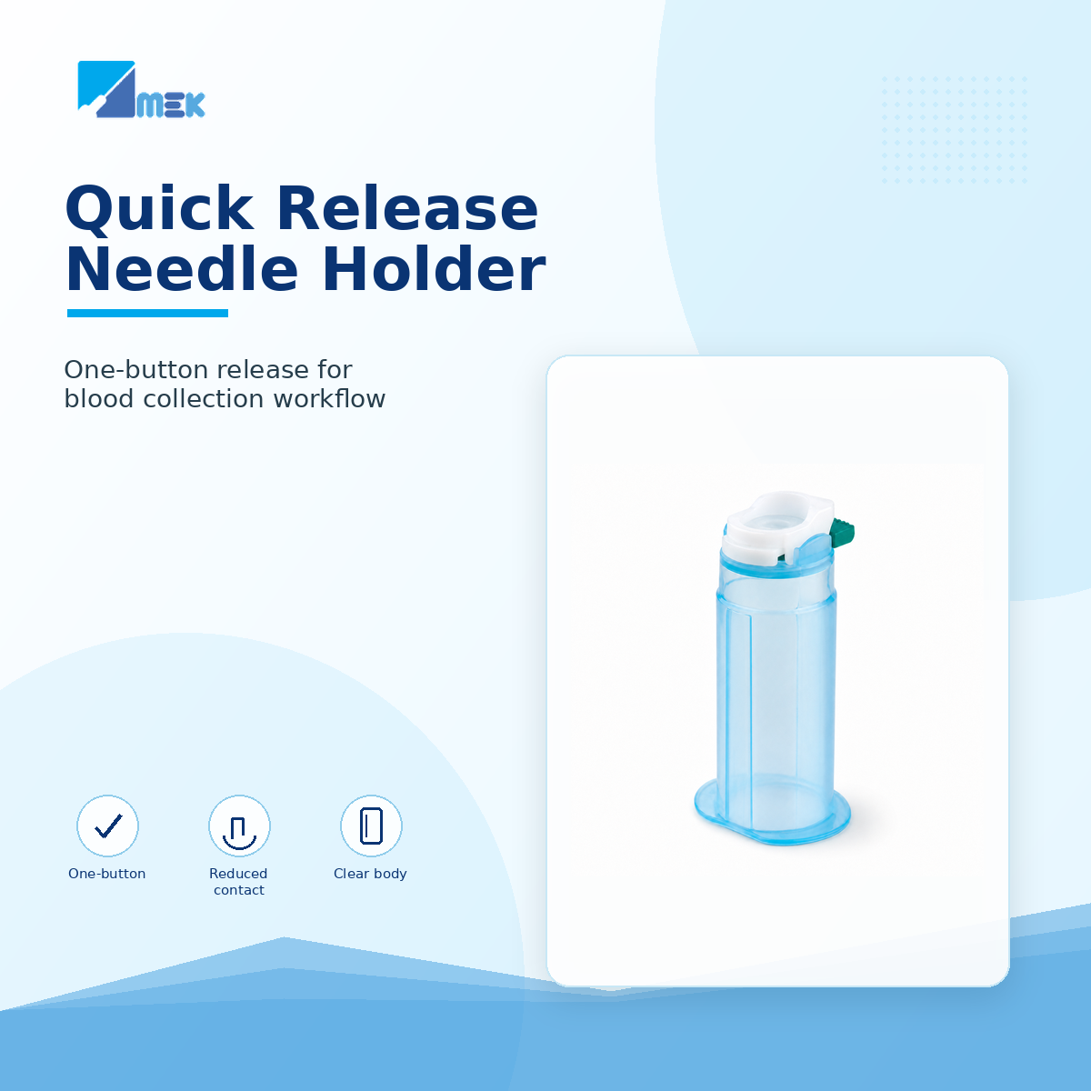 Quick Release Needle Holder for No-Touch Needle Disposal After Blood Collection