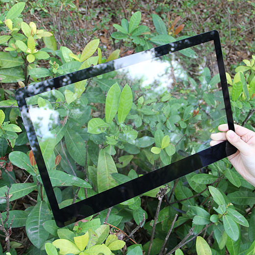 اطلع على تصميم المنصة الجديد، زجاج مقسّى بسماكة 0.4-2 مم مع طباعة حريرية سوداء، نافذة كشك الخدمة الذاتية بشاشة LCD